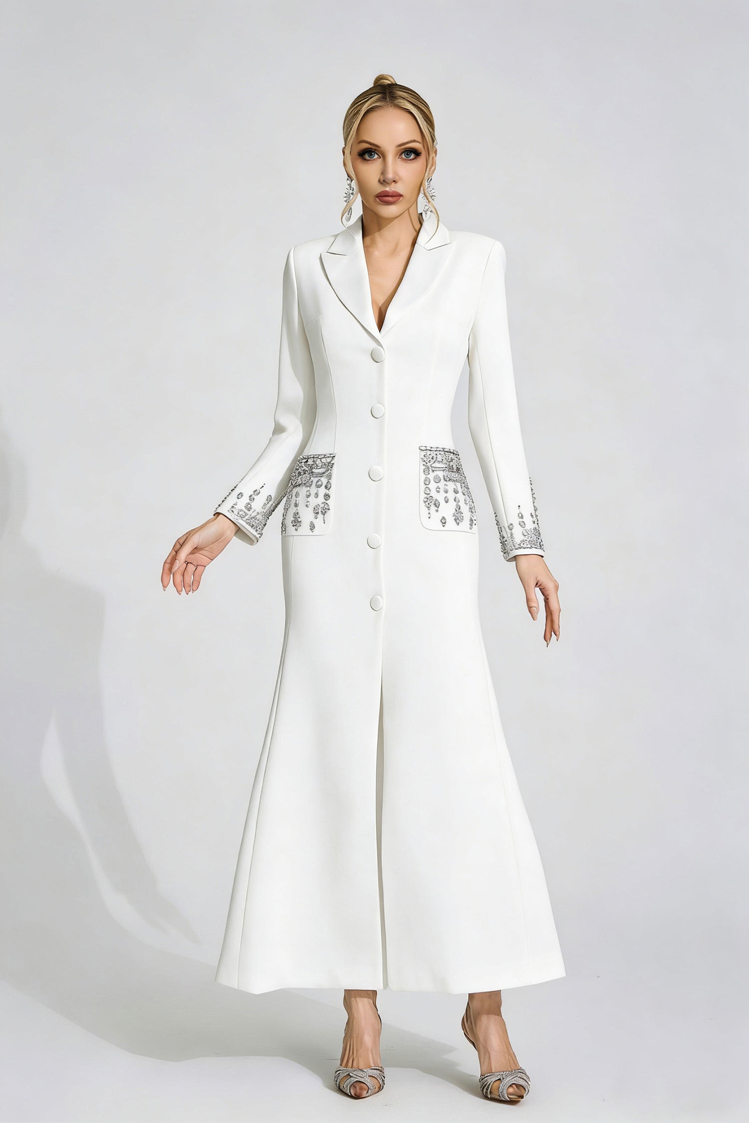 Quelvaron White Diamond Maxi Dress