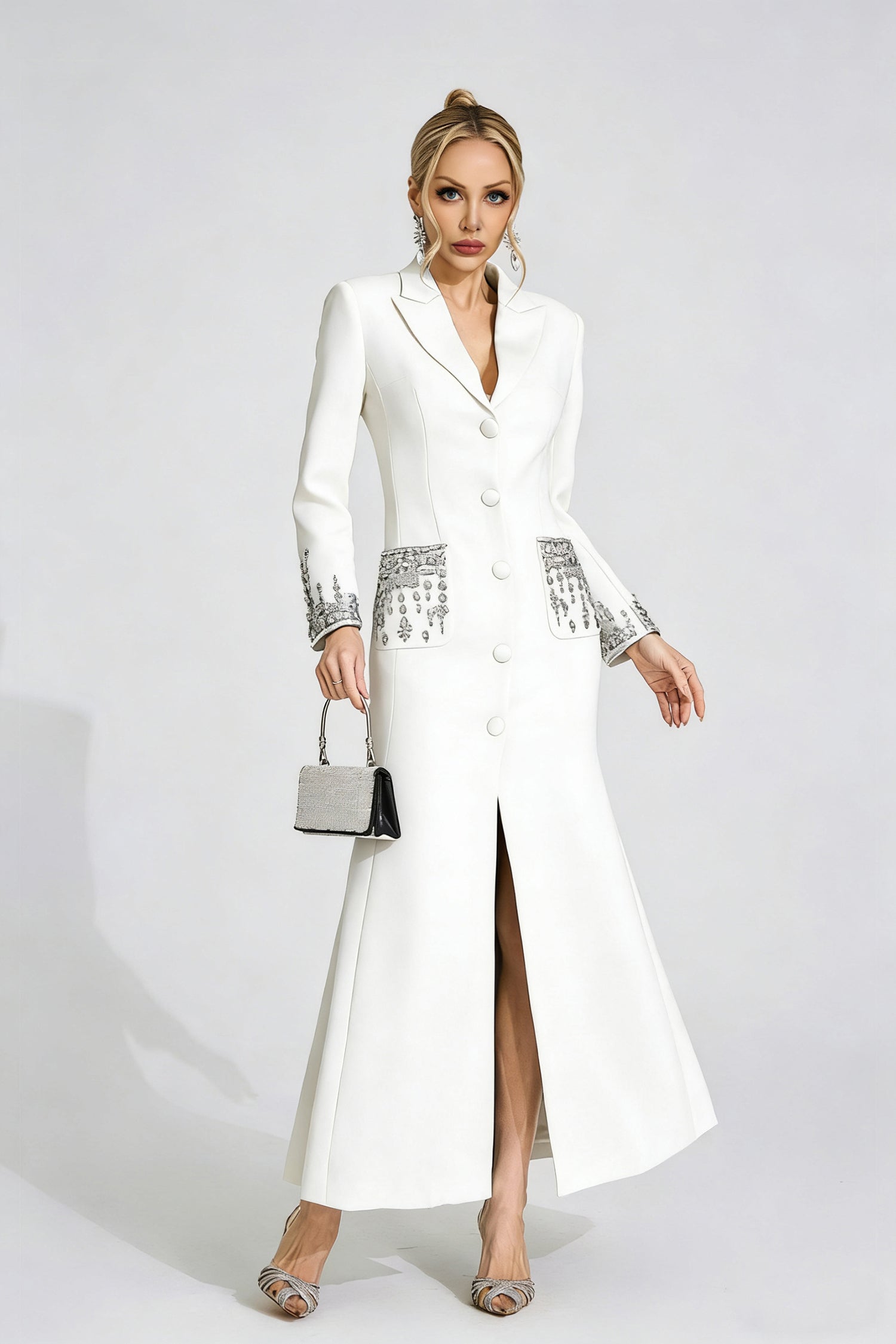 Quelvaron White Diamond Maxi Dress
