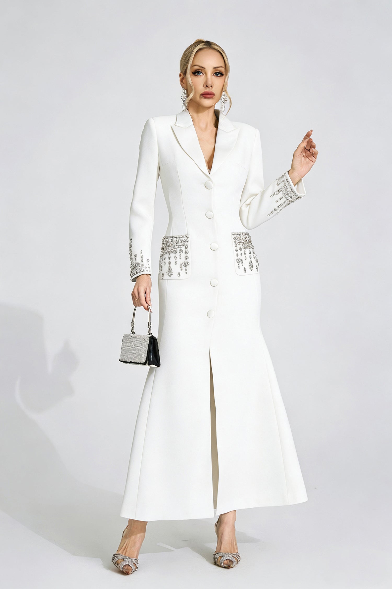 Quelvaron White Diamond Maxi Dress