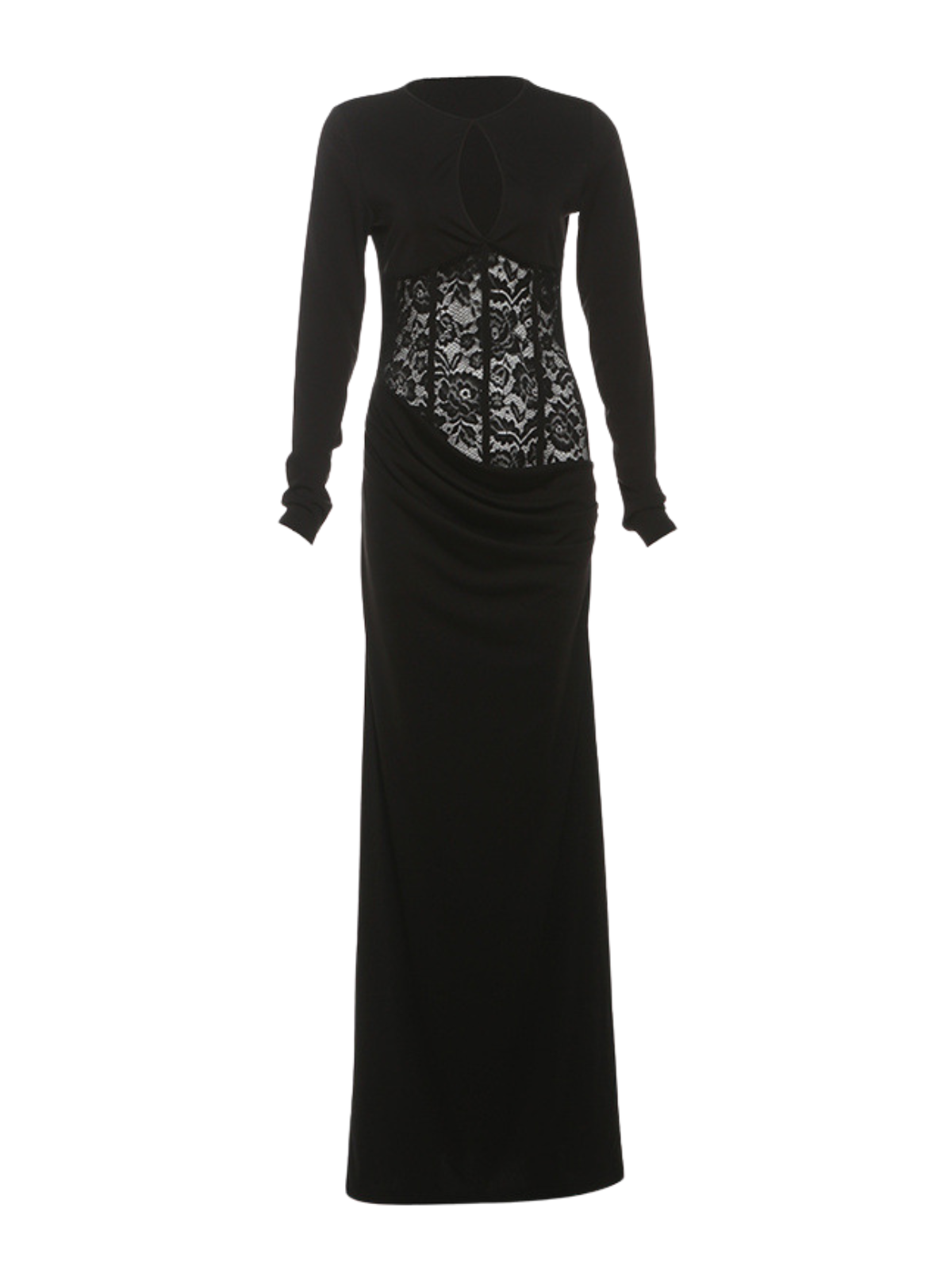 Farohildis Long Sleeve Lace Cutout Maxi Dress