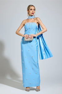 Zepharic Blue Halterneck Bandage Dress