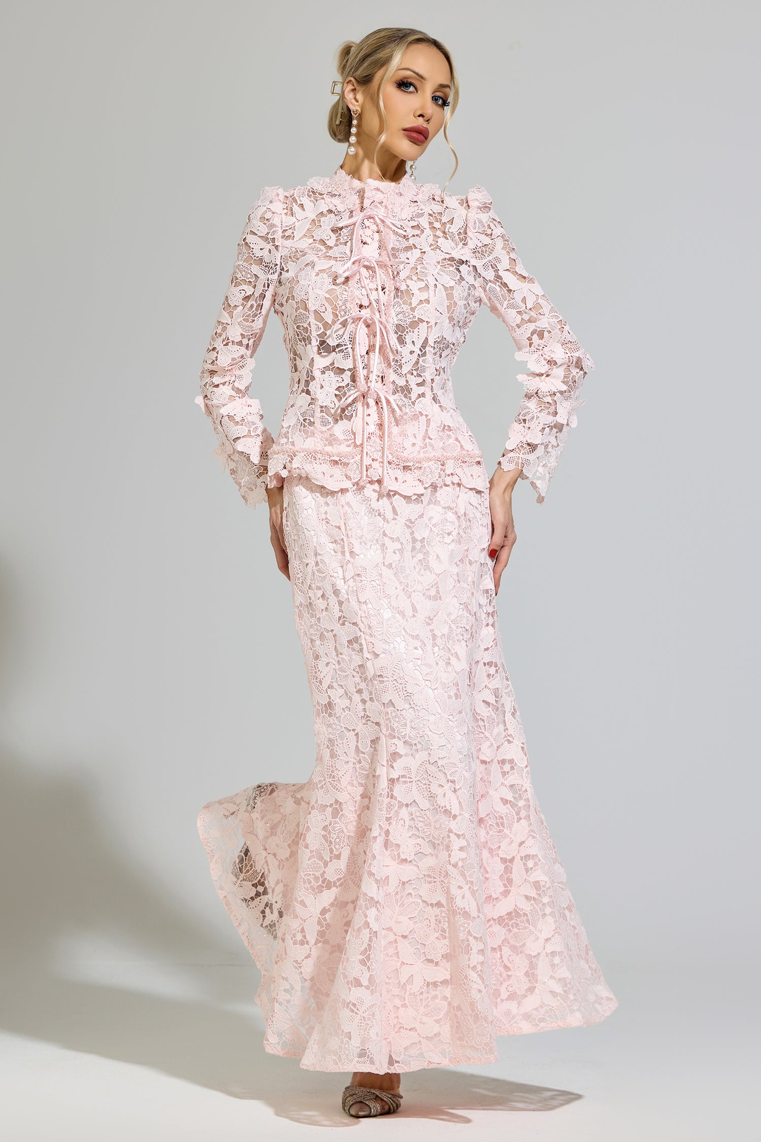 Mervion Pink Lace Set