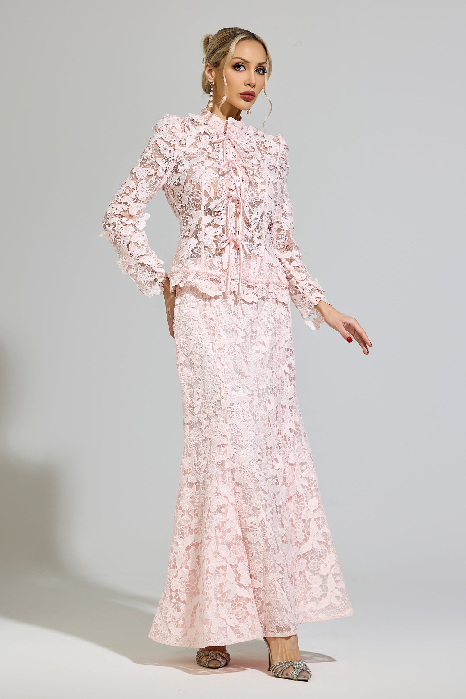 Mervion Pink Lace Set