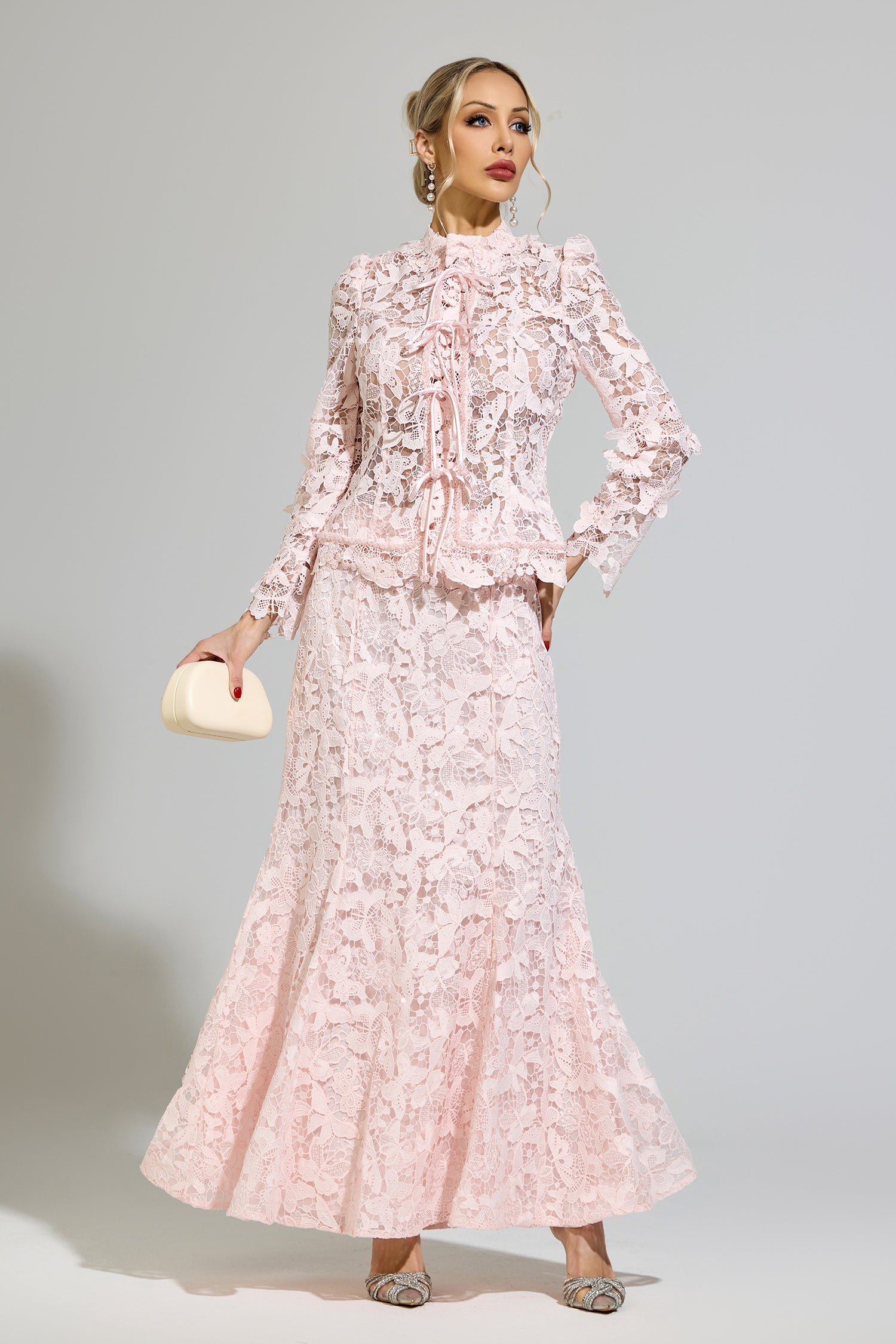 Mervion Pink Lace Set