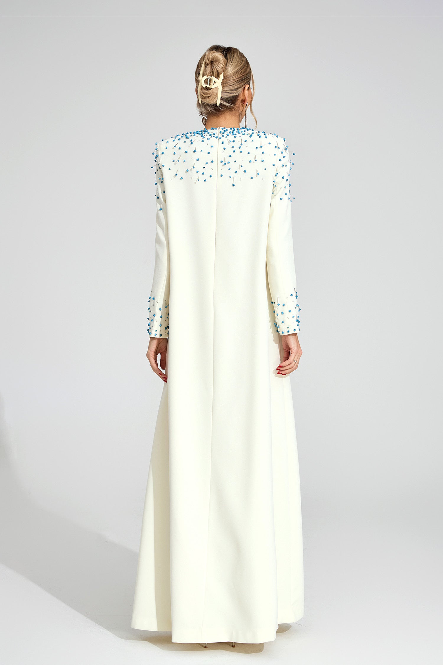 Grythaven Apricot Beaded Maxi Dress