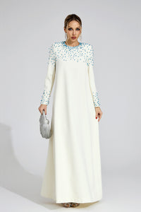 Grythaven Apricot Beaded Maxi Dress