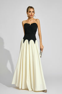 Fyrixon Contrast Strapless Maxi Dress In Black White