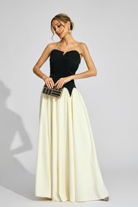 Fyrixon Contrast Strapless Maxi Dress In Black White