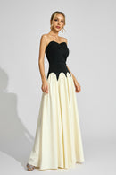 Fyrixon Contrast Strapless Maxi Dress In Black White