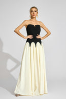 Fyrixon Contrast Strapless Maxi Dress In Black White