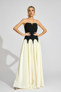 Fyrixon Contrast Strapless Maxi Dress In Black White