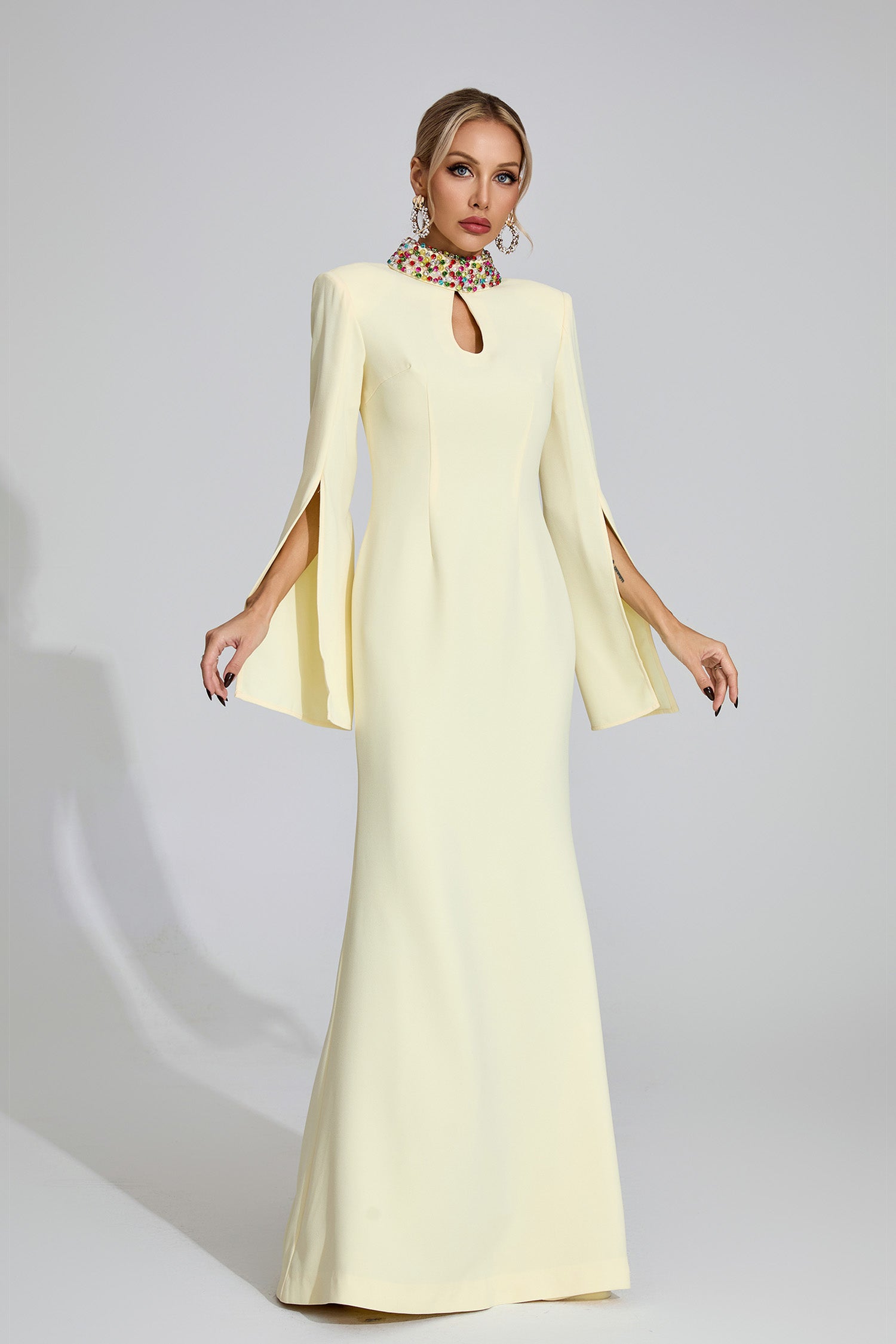 Rohesia Diamond Maxi Dress In Light Yellow
