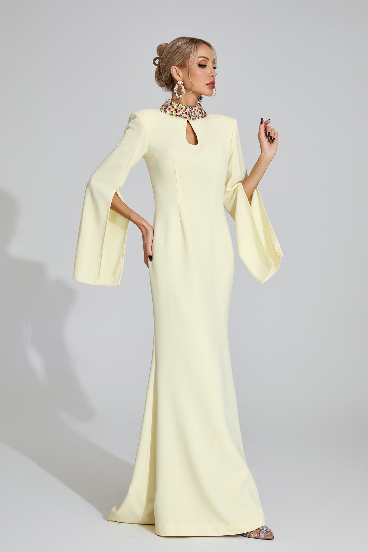 Rohesia Diamond Maxi Dress In Light Yellow