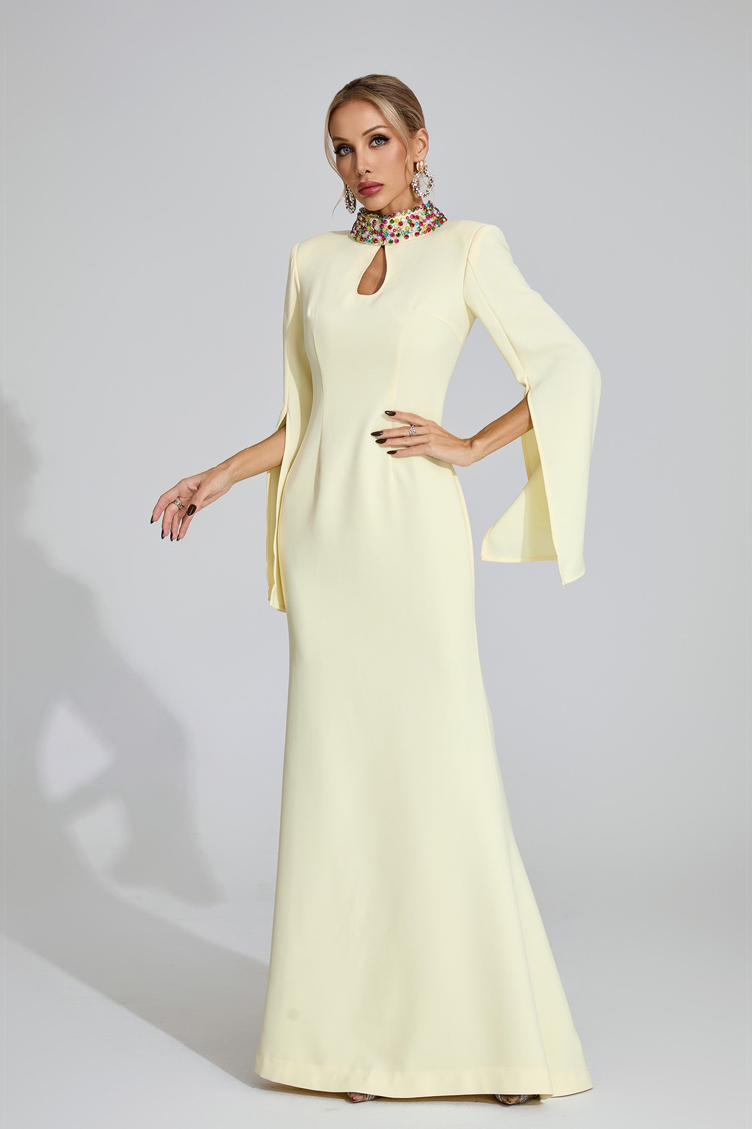 Rohesia Diamond Maxi Dress In Light Yellow