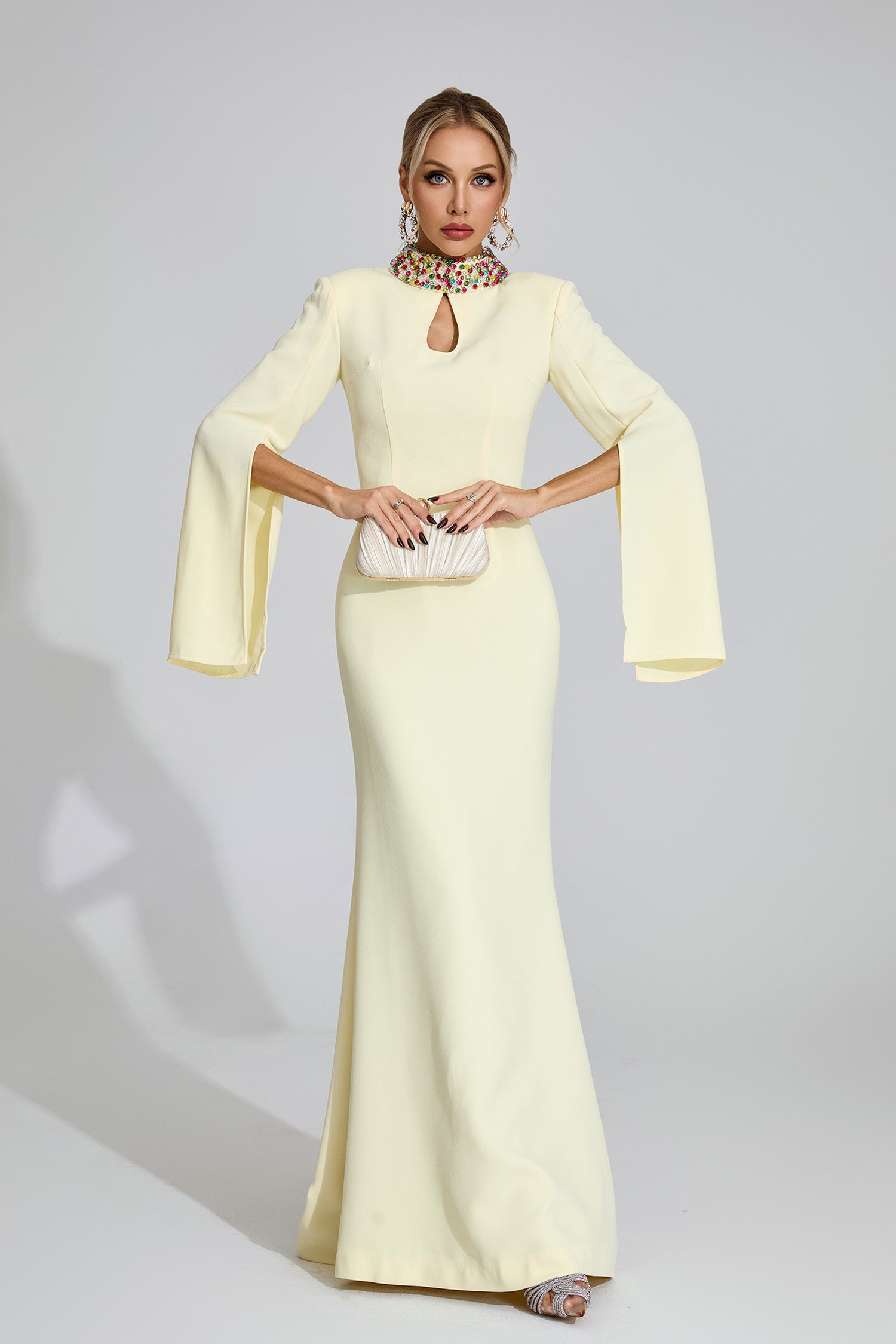 Rohesia Diamond Maxi Dress In Light Yellow