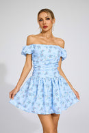 Laelric Blue Floral Off Shoulder Mini Dress