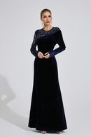 Evarix Velvet Mesh Diamond Maxi Dress