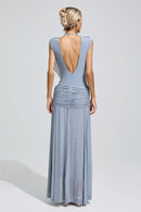 Fredrica Blue Pleated Knit Maxi Dress