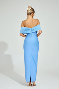 Dorvix Off - Shoulder Midi Dress In Light Blue