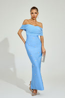 Dorvix Off - Shoulder Midi Dress In Light Blue