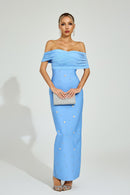 Dorvix Off - Shoulder Midi Dress In Light Blue