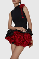Alyvia Flower Appliqué Mini Dress