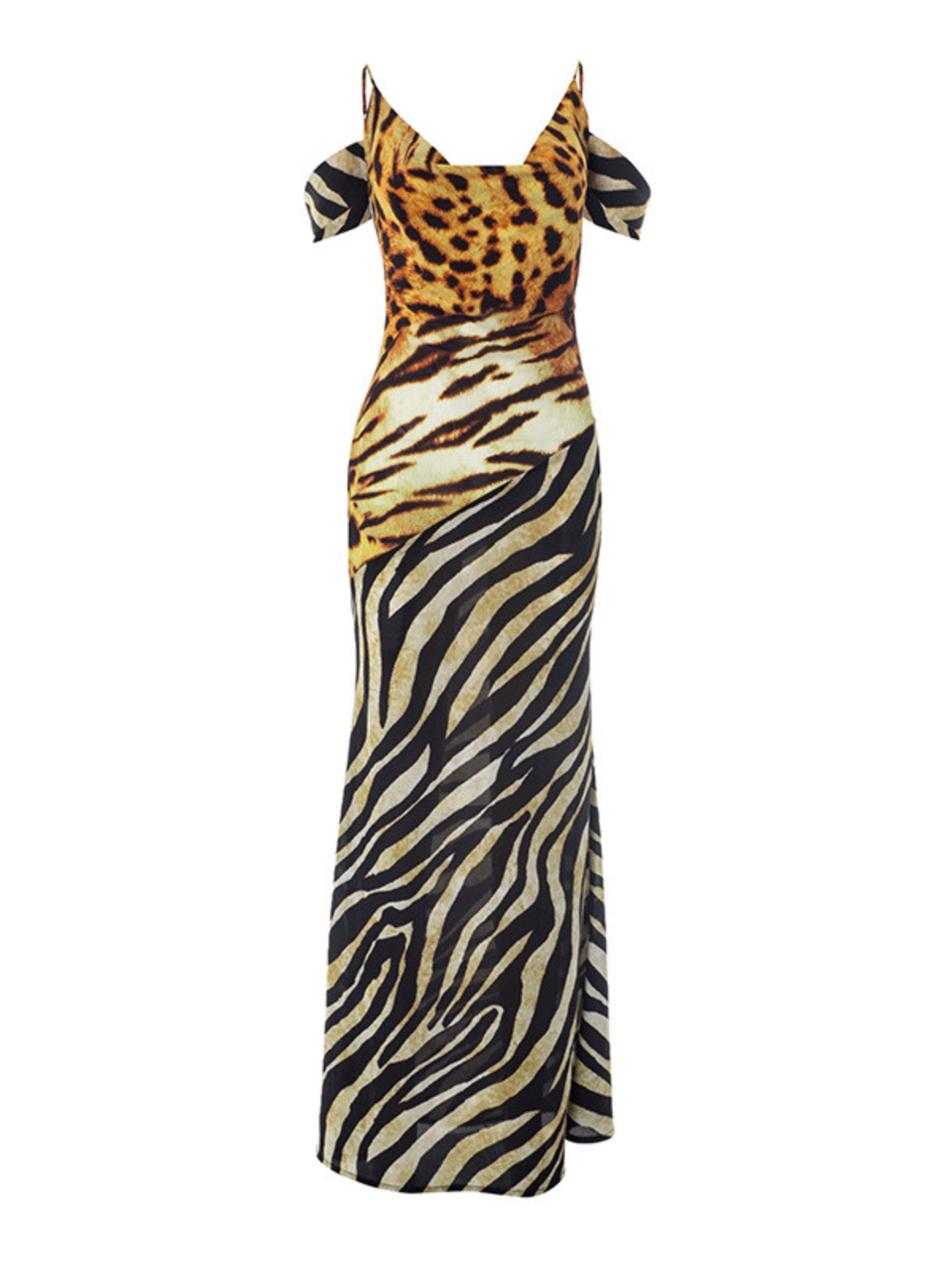 Hryonix Cowl Neck Leopard Maxi Dress