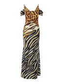 Hryonix Cowl Neck Leopard Maxi Dress