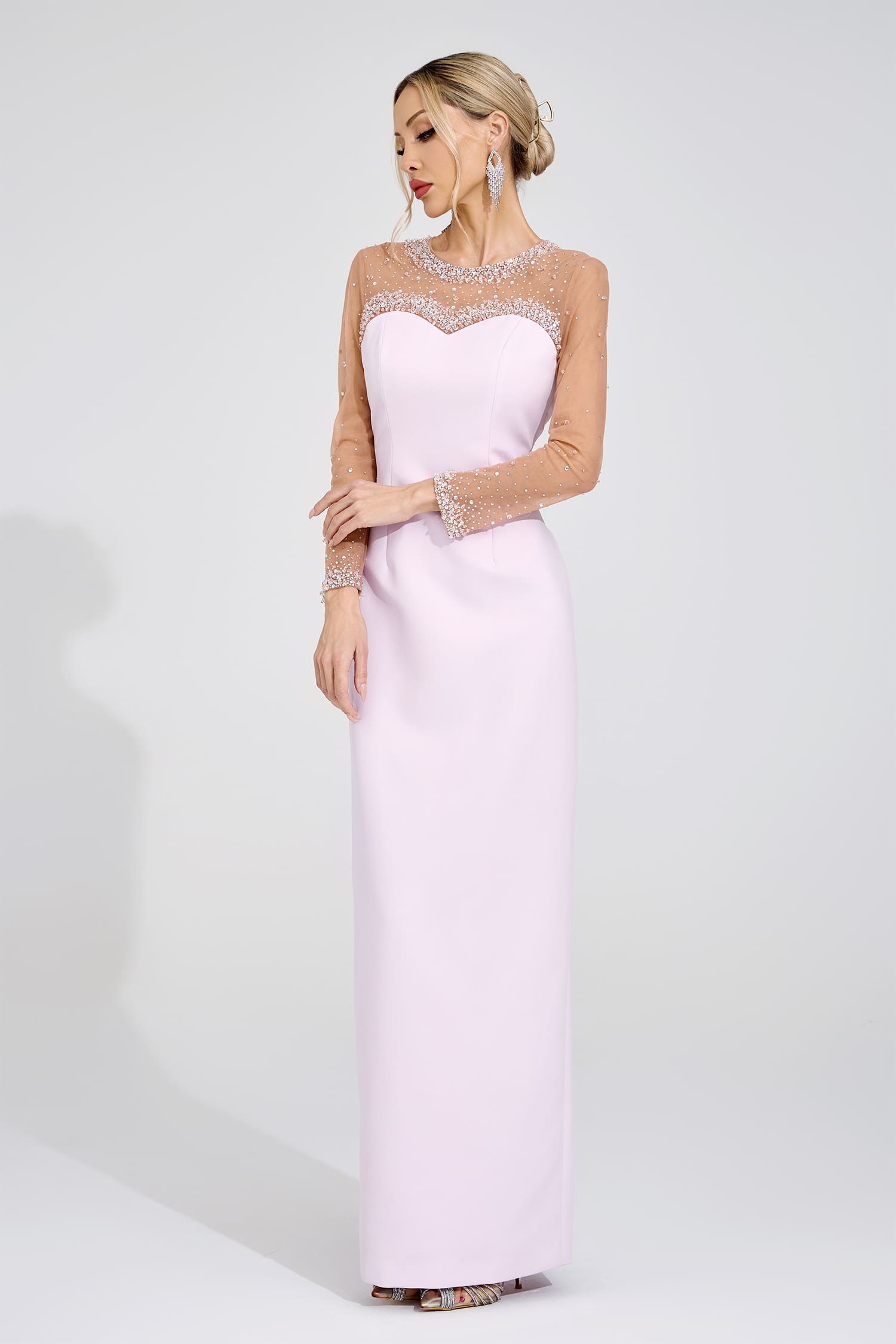 Ryvenor Pink Sheer Maxi Dress