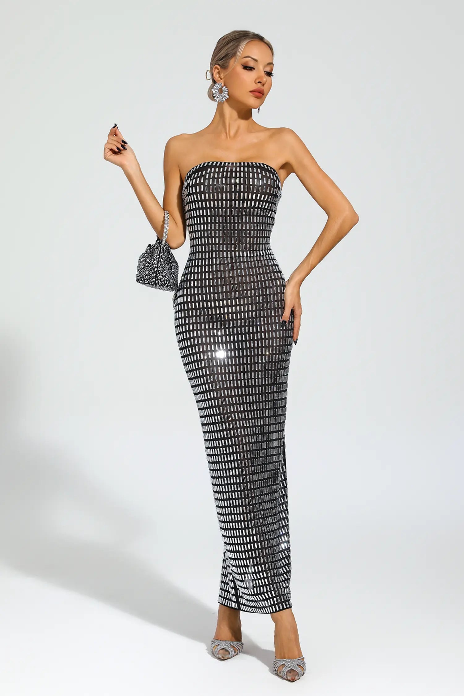 Jayden Diamond Off Shoulder Dress In Black