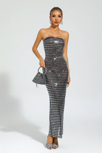 Boris Black Diamond Off Shoulder Dress