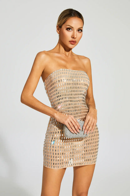 Boris Champagne Diamond Mini Dress