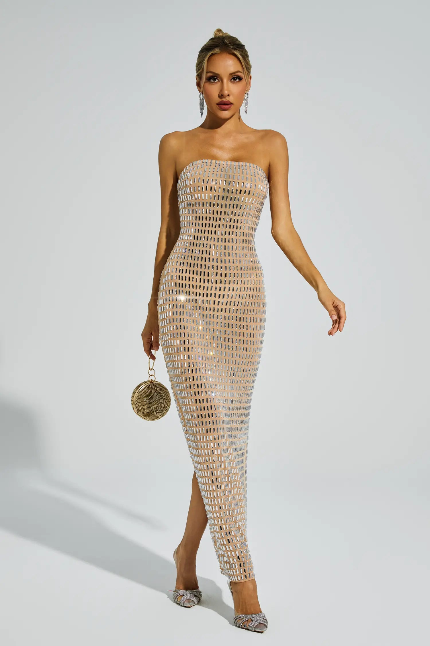 Hawthorne Diamond Off Shoulder Maxi Dress In Champagne Night Novas Hawthorne Diamond Off Shoulder Maxi Dress In Champagne Night Novas