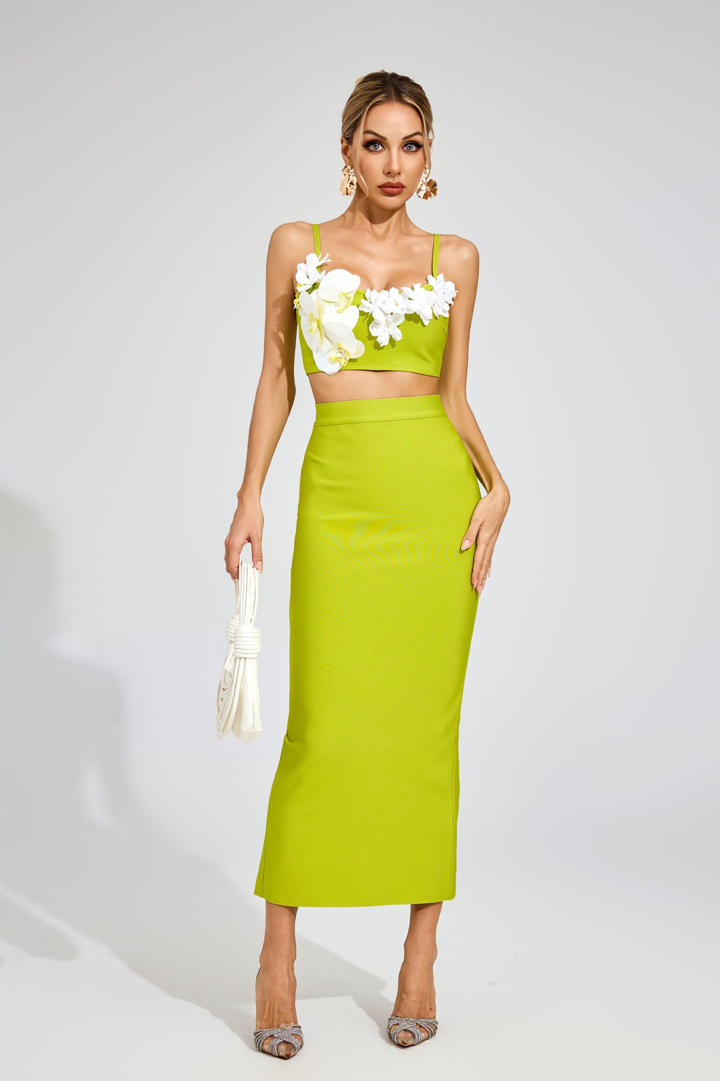 Elthion Flower Bandage Set In Green