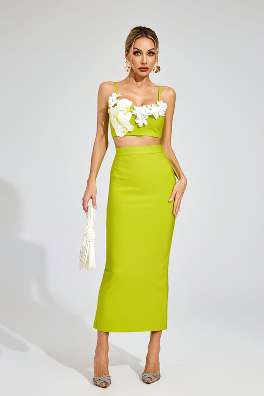 Elthion Flower Bandage Set In Green