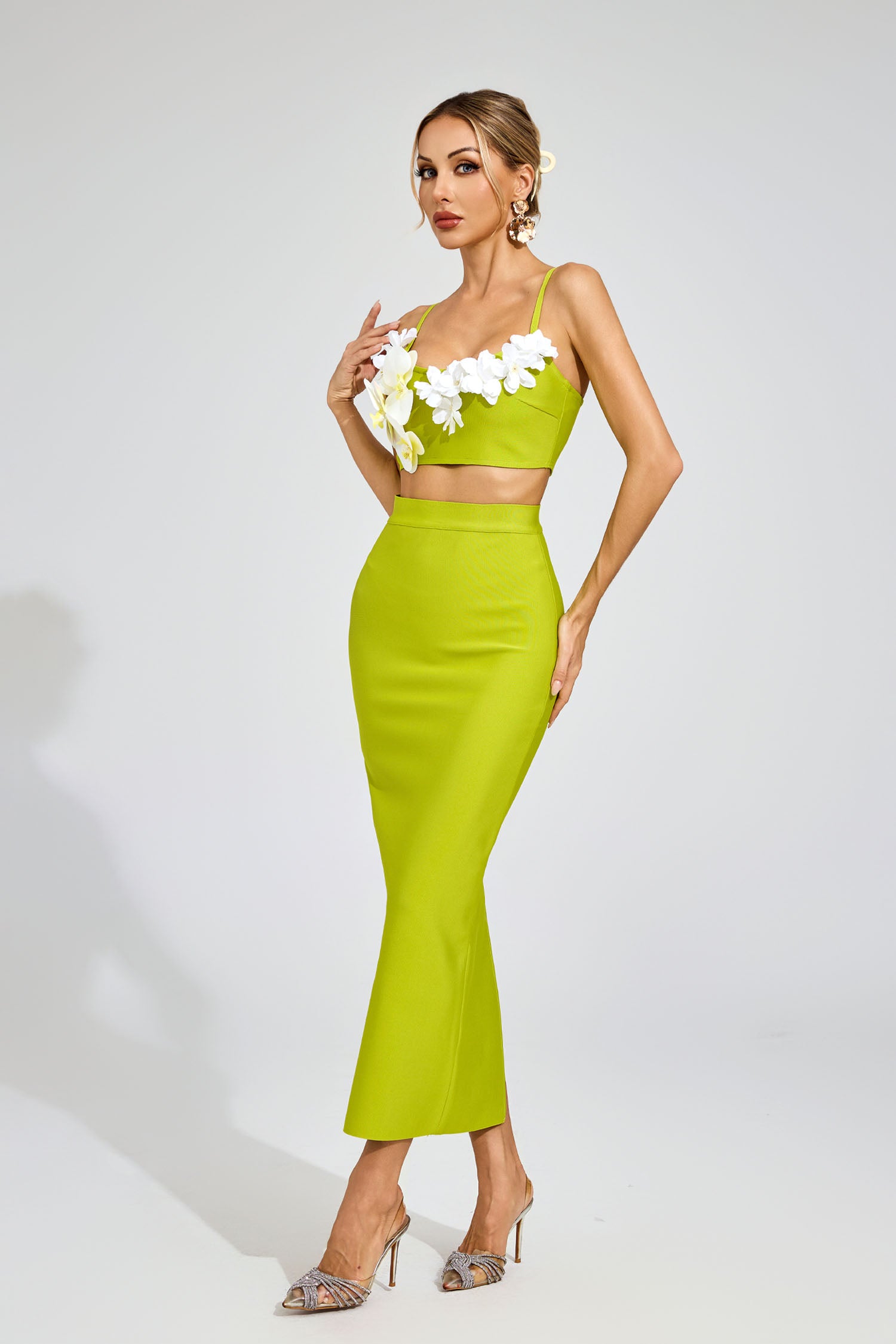 Elthion Flower Bandage Set In Green