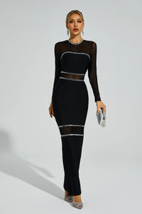Boyle Black Mesh Bandage Dress