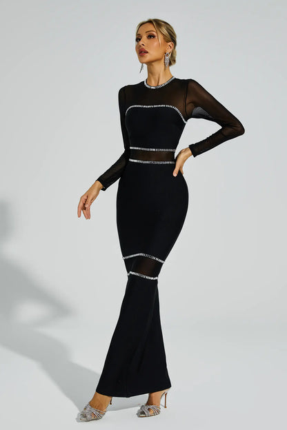 Boyle Black Mesh Bandage Dress