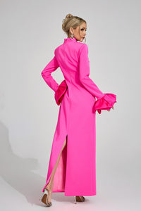 Ryndoric Pink Puff Sleeve Maxi Dress