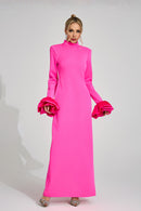 Ryndoric Pink Puff Sleeve Maxi Dress