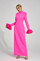 Ryndoric Pink Puff Sleeve Maxi Dress