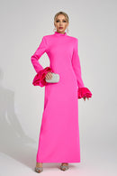 Ryndoric Pink Puff Sleeve Maxi Dress
