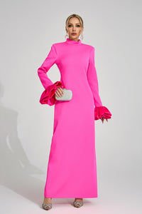 Ryndoric Pink Puff Sleeve Maxi Dress
