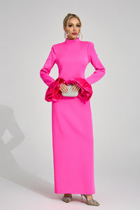 Ryndoric Pink Puff Sleeve Maxi Dress