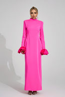 Ryndoric Pink Puff Sleeve Maxi Dress