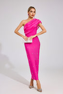 Eryndra Diamond Bandage Maxi Dress In Rose Red