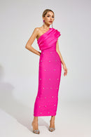 Eryndra Diamond Bandage Maxi Dress In Rose Red