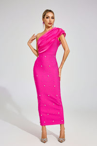 Eryndra Diamond Bandage Maxi Dress In Rose Red