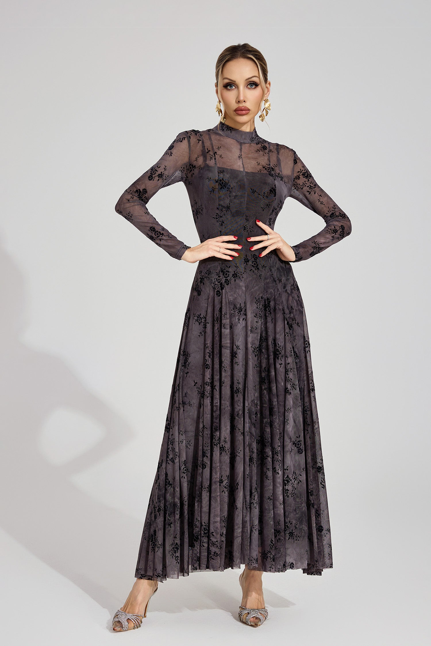 Firouz Black Floral Maxi Dress