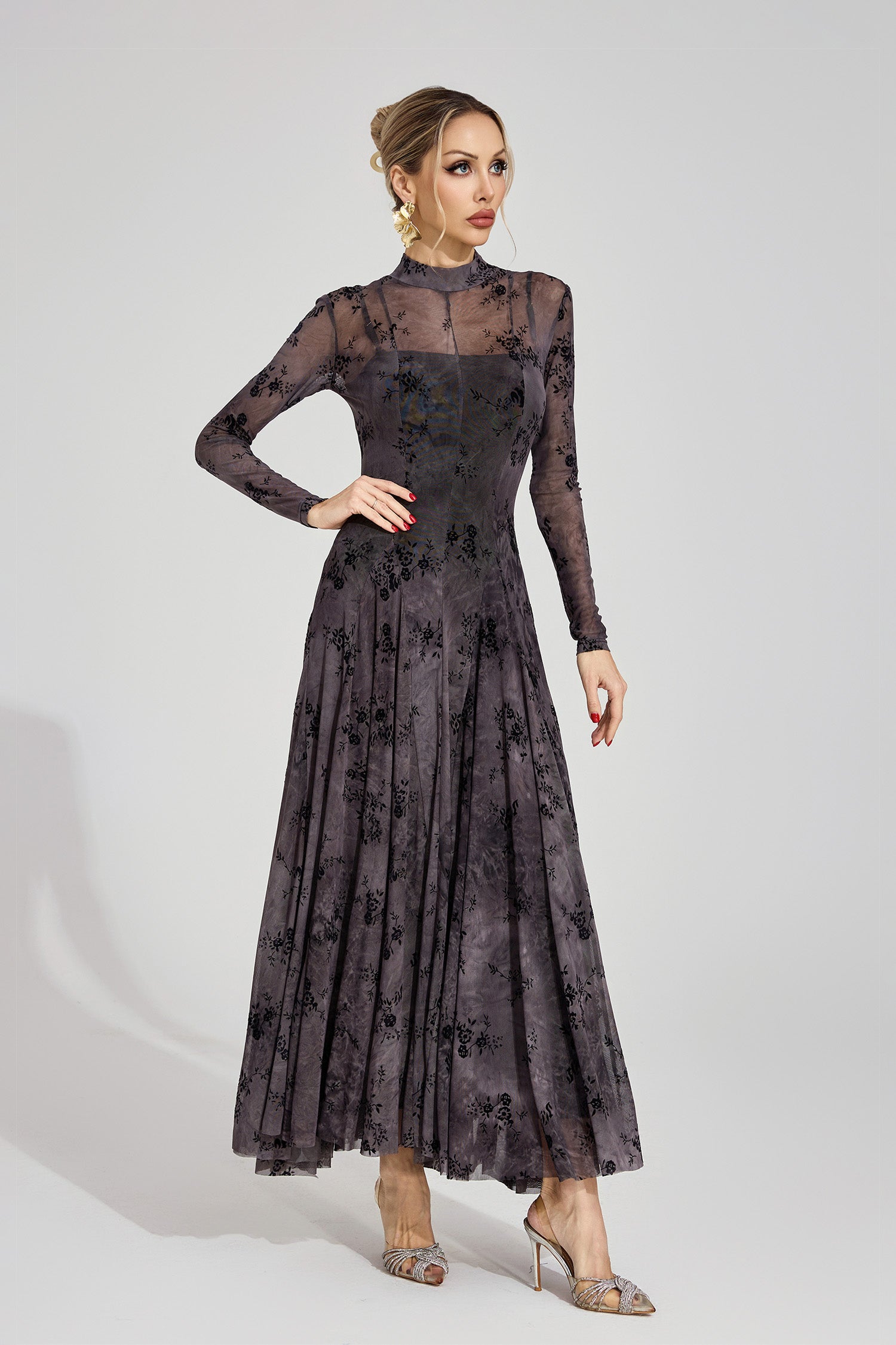 Firouz Black Floral Maxi Dress